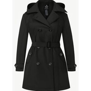 wantdo Women's Plus Size 1X Trench Coat Double-Breasted Waterproof Lapel Overcoa